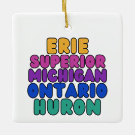 Adorno De Cerámica Michigan Great Lakes Rainbow Text Ornament 