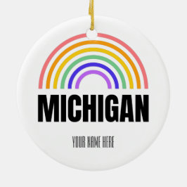 Adorno De Cerámica Michigan - Retro - Ilustracion - Personalizado