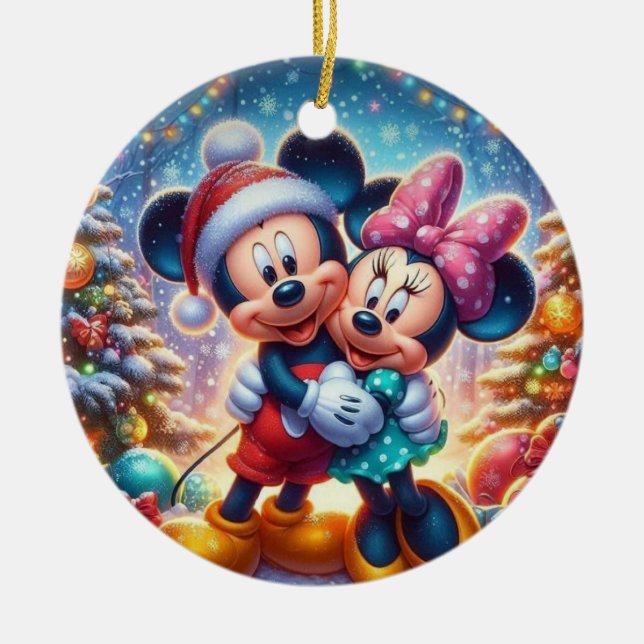 Adorno De Cerámica Mickey Minnie Ornament (Frente)