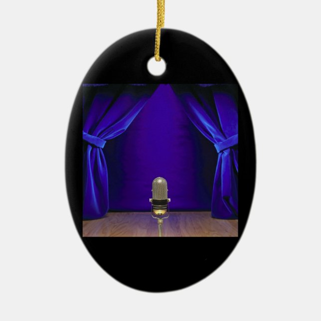 Adorno De Cerámica Micrófono retro en etapa (Frente)