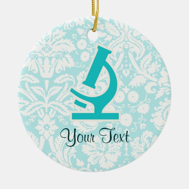 Adorno De Cerámica Microscopio verde azulado; Lindo (Frente)