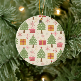 Adorno De Cerámica Mid Century Christmas Atomic Trees with Snowflakes