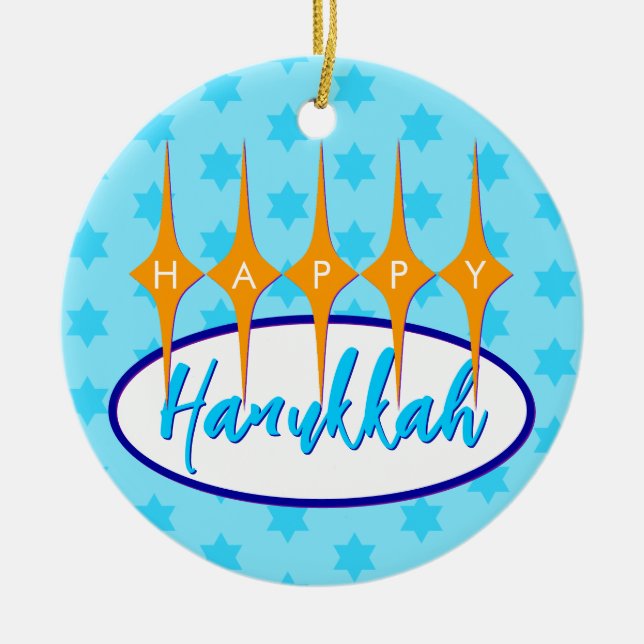 Adorno De Cerámica Mid Century Hanukkah (Frente)