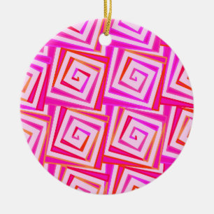Adorno De Cerámica Mid-Century Modern square spirals - pink multi