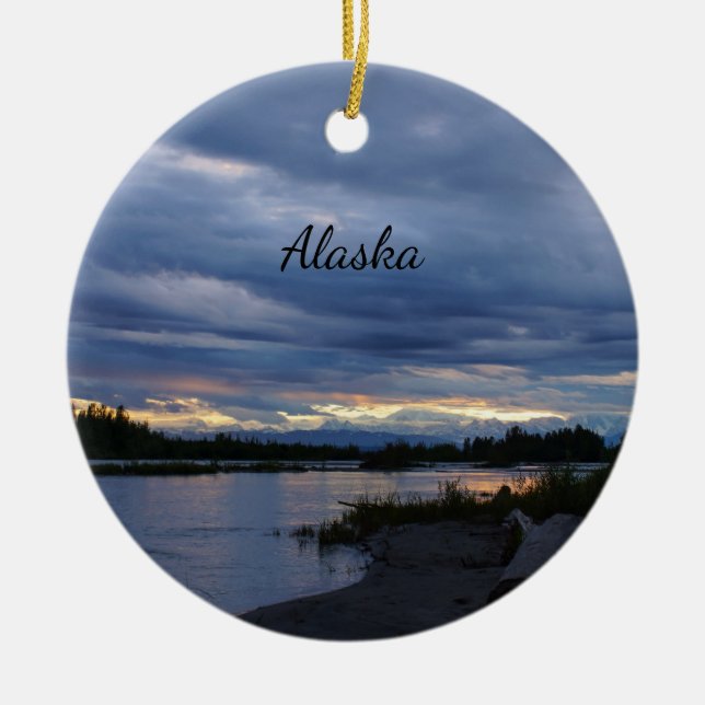 Adorno De Cerámica Midnight Alaska Sunset Ornament Souvenir (Frente)