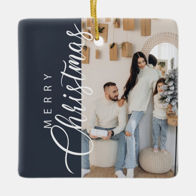 Adorno De Cerámica Midnight Blue Merry Christmas (Anverso)