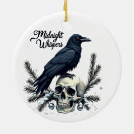 Adorno De Cerámica Midnight Whispers Raven and Skull Ornament