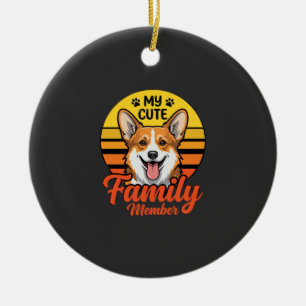 Adorno De Cerámica Miembro de familia de Corgi lindo Amante de perros