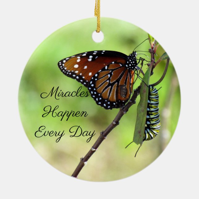 Adorno De Cerámica Milagros Ornamentos- Mariposa / oruga - (Atrás)