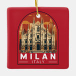 Adorno De Cerámica Milán Italia Duomo di Milano Viaje Arte Vintage<br><div class="desc">Diseño de arte vectorial de Milán. Milán,  una metrópolis de la región lombarda del norte de Italia,  es una capital global de la moda y el diseño.</div>