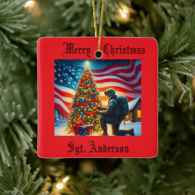 Adorno De Cerámica Military Christmas Ornament (Árbol)