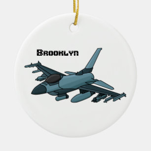 Adorno De Cerámica Military fighter jet plane cartoon