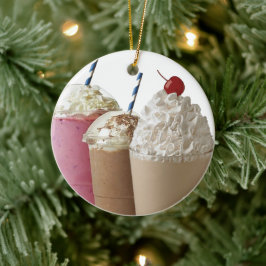 Adorno De Cerámica Milkshake Strawberry Chocolate Ice Cream Tream