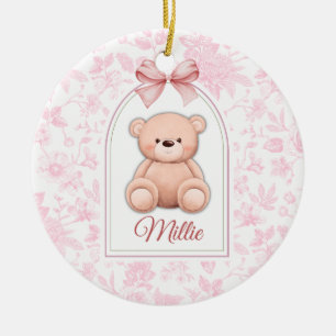 Adorno De Cerámica Millie Diseño de guardería de osito rosado perso