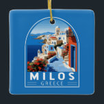 Adorno De Cerámica Milos Grecia Viaje al arte<br><div class="desc">Diseño de milos vectores de viaje retro. Milos o Melos es una isla volcánica griega situada en el mar Egeo,  al norte del mar de Creta.</div>