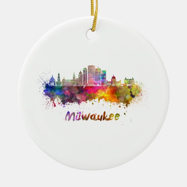 Adorno De Cerámica Milwaukee V2  skyline in watercolor (Frente)