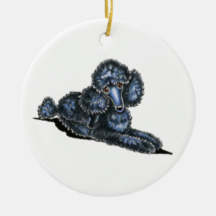 Adorno De Cerámica Mini bonito negro de la endecha del caniche