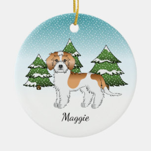 Adorno De Cerámica Mini Goldendoodle albaricoque y blanco Bosque de I