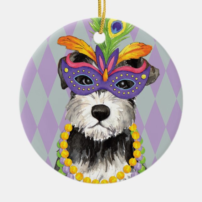 Adorno De Cerámica Mini Schnauzer del carnaval (Frente)