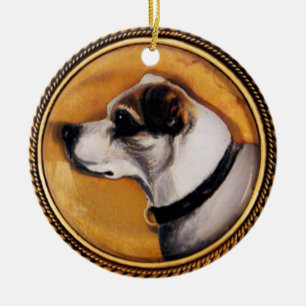 Adorno De Cerámica MINIATURA RETRATOS DE PERRO Fox Terrier