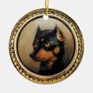 ADORNO DE CERÁMICA MINIATURA RETRATOS DE PERRO PINCHAJE