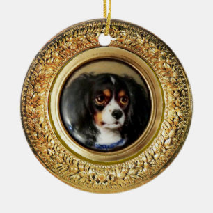 Adorno De Cerámica MINIATURA RETRATOS DE PERRO Tricolor Español