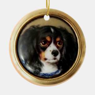 Adorno De Cerámica MINIATURA RETRATOS DE PERRO Tricolor Español