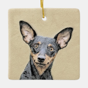 Adorno De Cerámica Miniature Pinscher Painting Cute Original Dog Art