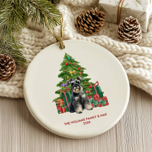 Adorno De Cerámica Miniature Schnauzer Perro Navidad Personalizada