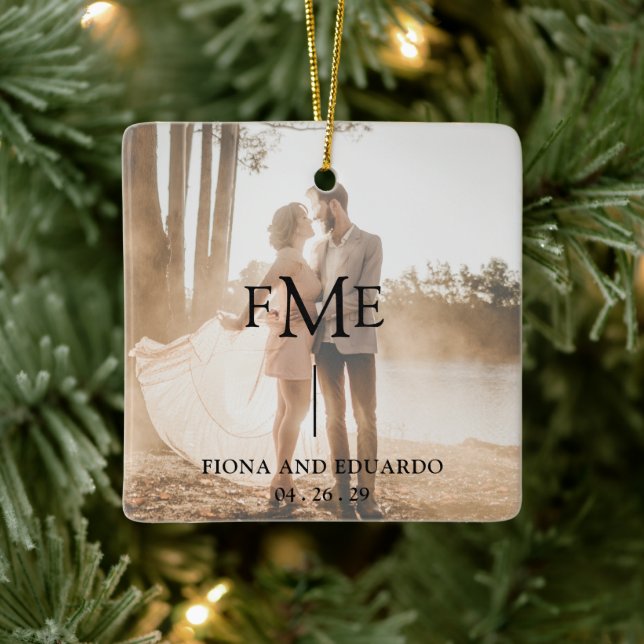 Adorno De Cerámica Mínima negrita en monograma foto moderna (Árbol)