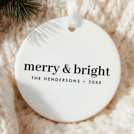 Adorno De Cerámica Minimal Christmas | Merry and Bright Simple White
