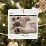 Adorno De Cerámica Minimal Define Naughty Mascota Photo Keepsake<br><div class="desc">Minimal Funny Define El Ornamento De Navidad De Fotos Mascotas Raras. Simplemente sube una imagen con tu foto favorita para hacer el regalo perfecto para un mascota durante estas vacaciones.</div>