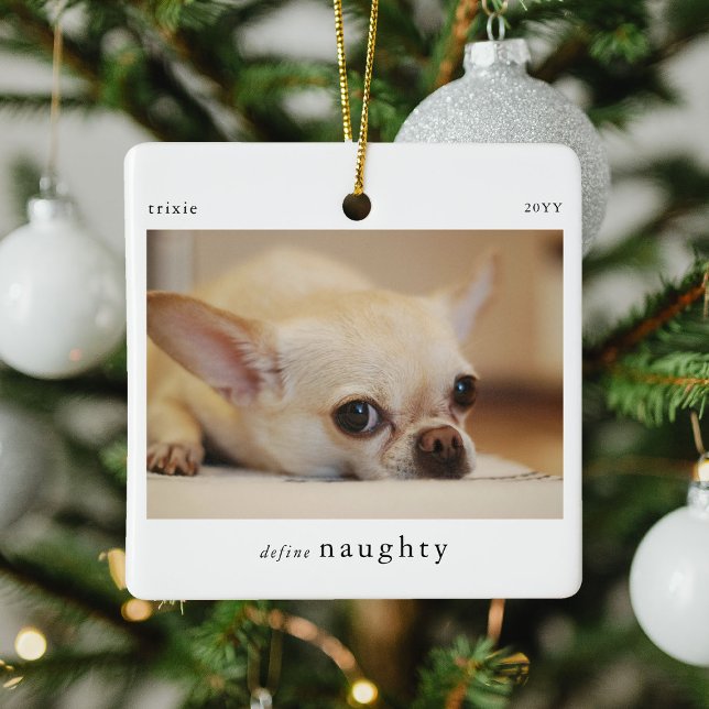 Adorno De Cerámica Minimal Define Naughty Mascota Photo Keepsake (Subido por el creador)
