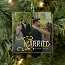 Adorno De Cerámica Minimal Primera Navidad Casados Parejas 2 Fotos