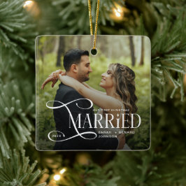 Adorno De Cerámica Minimal Primera Navidad Casados Parejas 2 Fotos