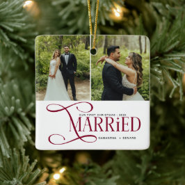 Adorno De Cerámica Minimal Primera Navidad Casados Parejas 2 Fotos