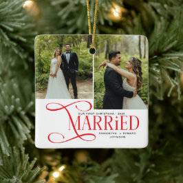 Adorno De Cerámica Minimal Primera Navidad Casados Parejas 2 Fotos