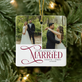 Adorno De Cerámica Minimal Primera Navidad Casados Parejas 2 Fotos