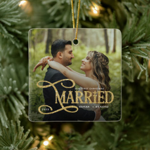 Adorno De Cerámica Minimal Primera Navidad Parejas Casadas 2 Fotos
