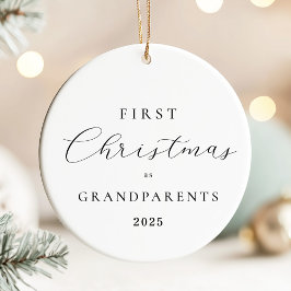 Adorno De Cerámica Minimal Script Grandparents Christmas Ornament