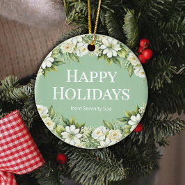 Adorno De Cerámica Minimal White & Sage Spa Ornament