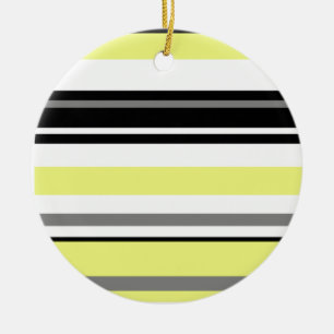 Adorno De Cerámica Minimalismo Amarillo Rayas Negras