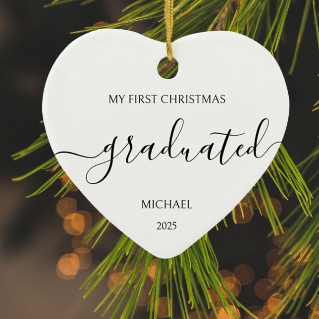 Adorno De Cerámica Minimalist Black First Christmas Graduated (Subido por el creador)