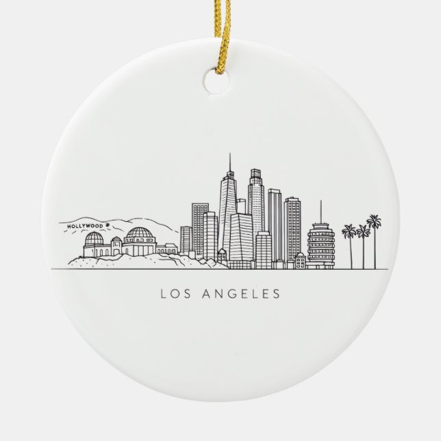 Adorno De Cerámica Minimalist Los Angeles Skyline Illustration (Frente)