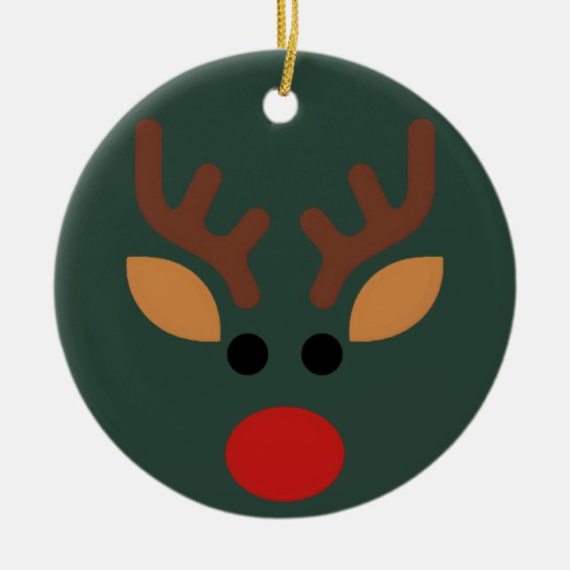 Adorno De Cerámica Minimalist Rudolph Reindeer (Frente)