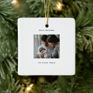 Adorno De Cerámica Minimalista Feliz Navidad con foto