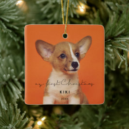 Adorno De Cerámica Minimalista foto de mi primer Mascota de Navidad