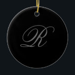 Adorno De Cerámica Minimalista negro gris claro Añadir monograma inic<br><div class="desc">Aquellos que lo vean dirán qué diseño simple y no podrán quitar la vista de esto. Es un diseño muy elegante,  muy estético y muy sencillo. Con tal sencillez,  inmediatamente se reflejará la personalidad que se tiene y la sensibilidad de su trabajo.</div>