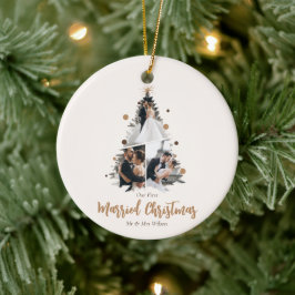 Adorno De Cerámica Minimalista Nuestra Primera Navidad de Casados Tre