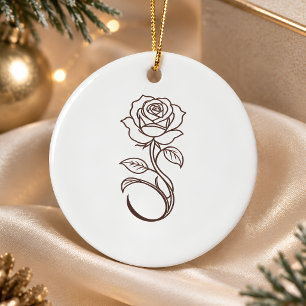 Adorno De Cerámica Minimalista Rosa Elegante Personalizada Nombre de